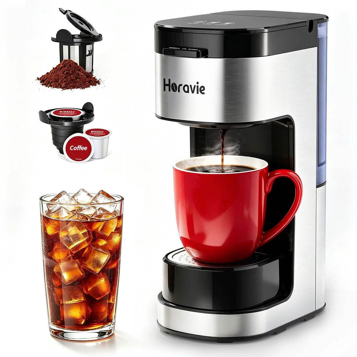 Single Serve Coffee Maker, 6 to 14 Oz, Black C65085