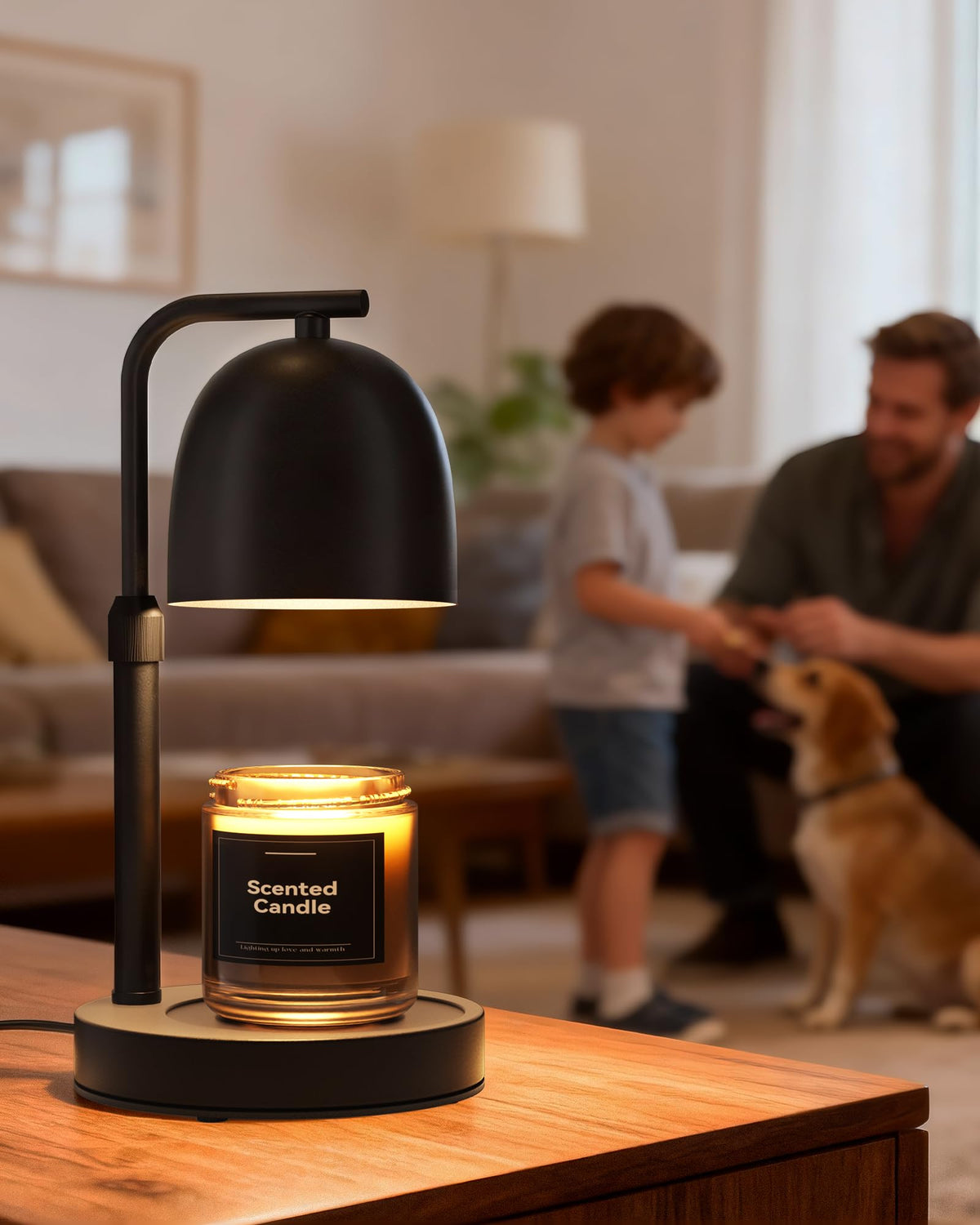 Black Adjustable Height Dimmable Candle Warmer Lamp with Timer U15712