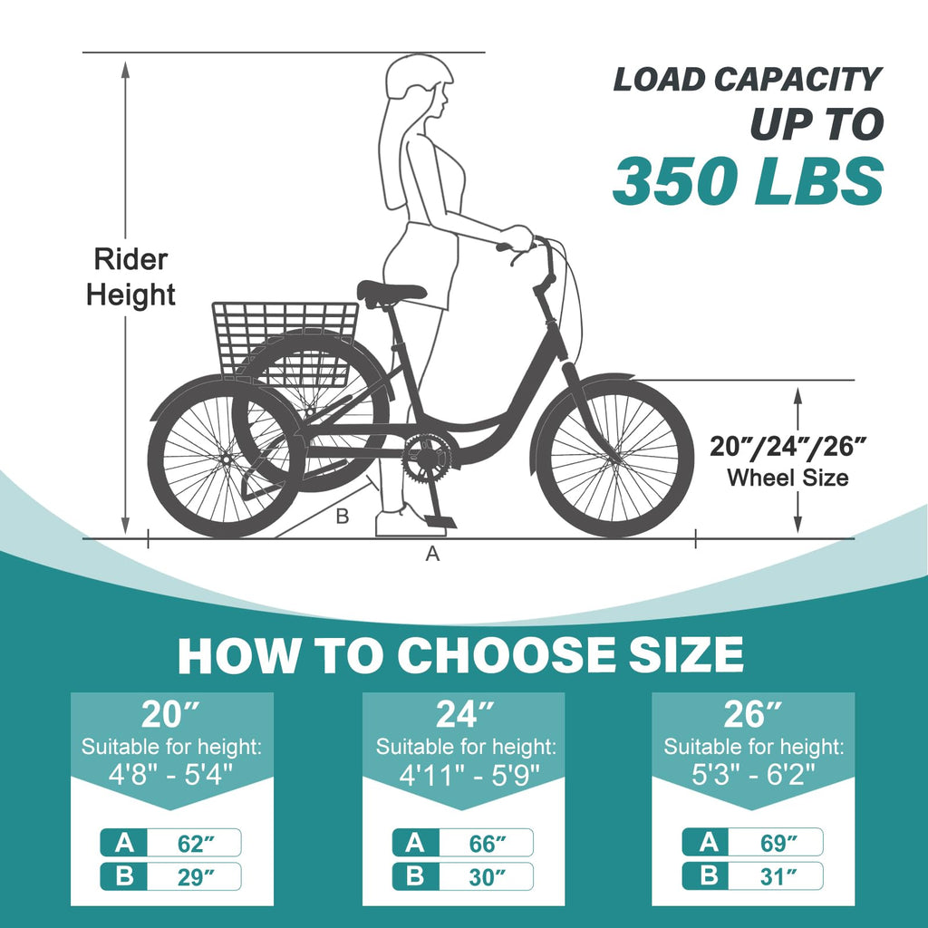 20/24/26 Inch 3 Wheel Bike J775902