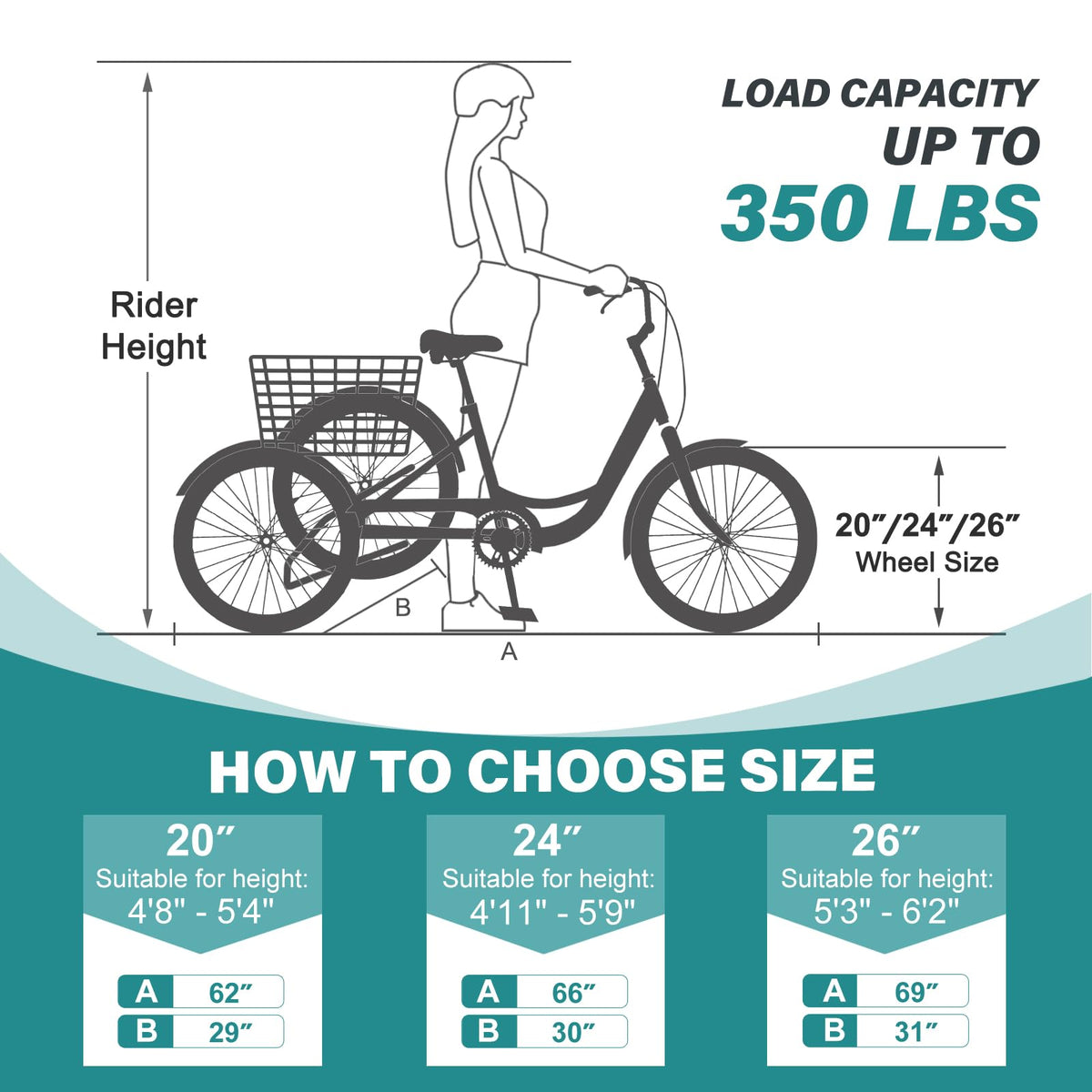 20/24/26 Inch 3 Wheel Bike J775902