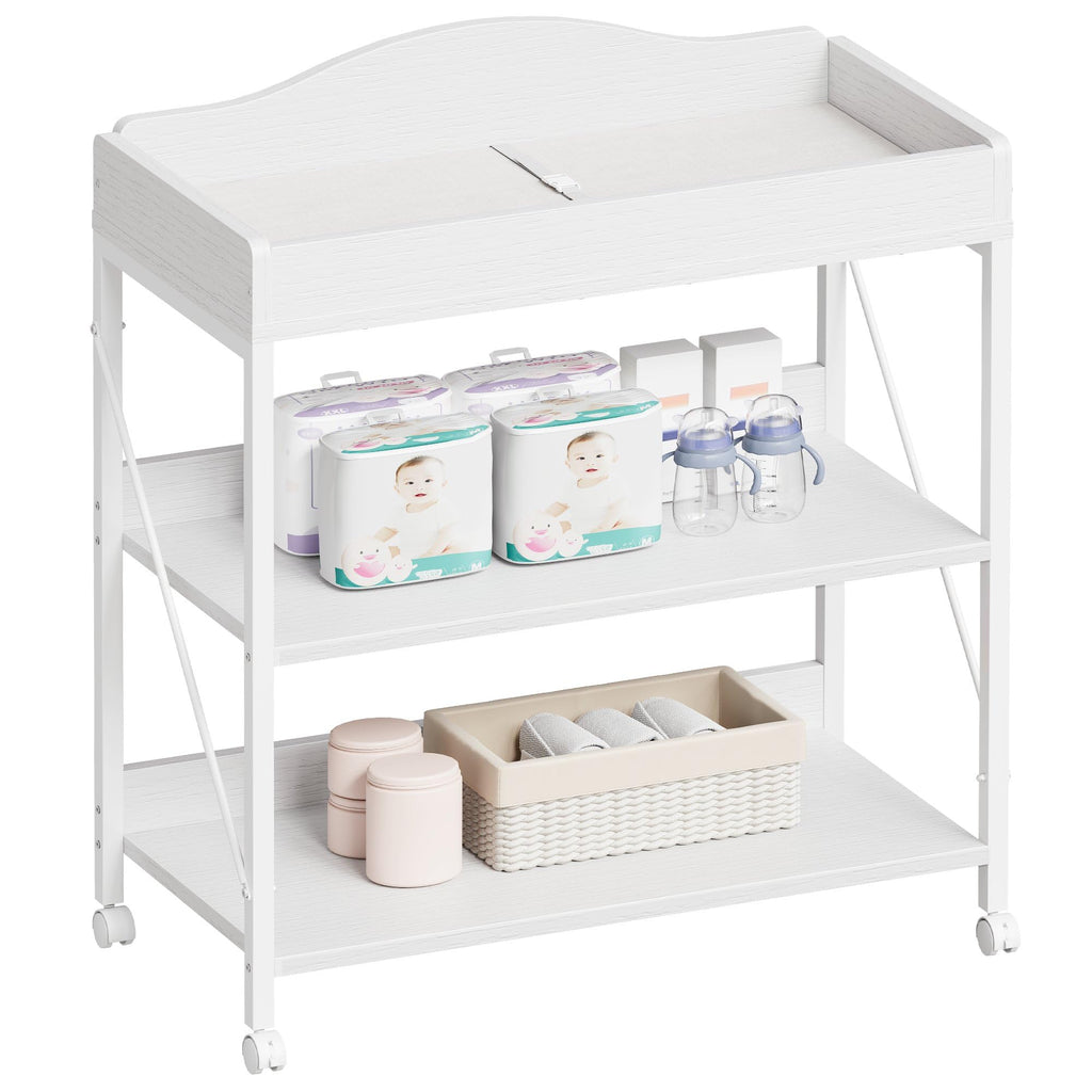 White Baby Changing Table with Pad W86169
