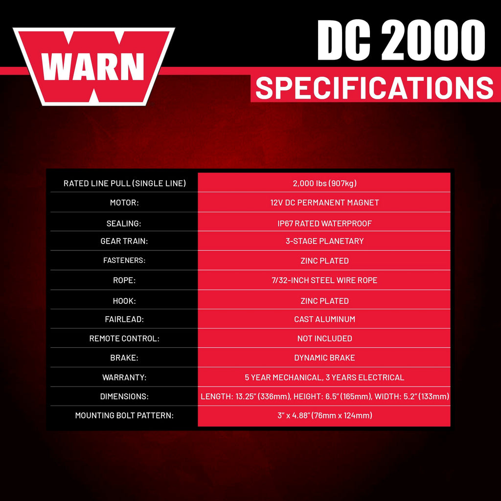 12V Electric Winch with 2000 lb Pulling Capacity C6685