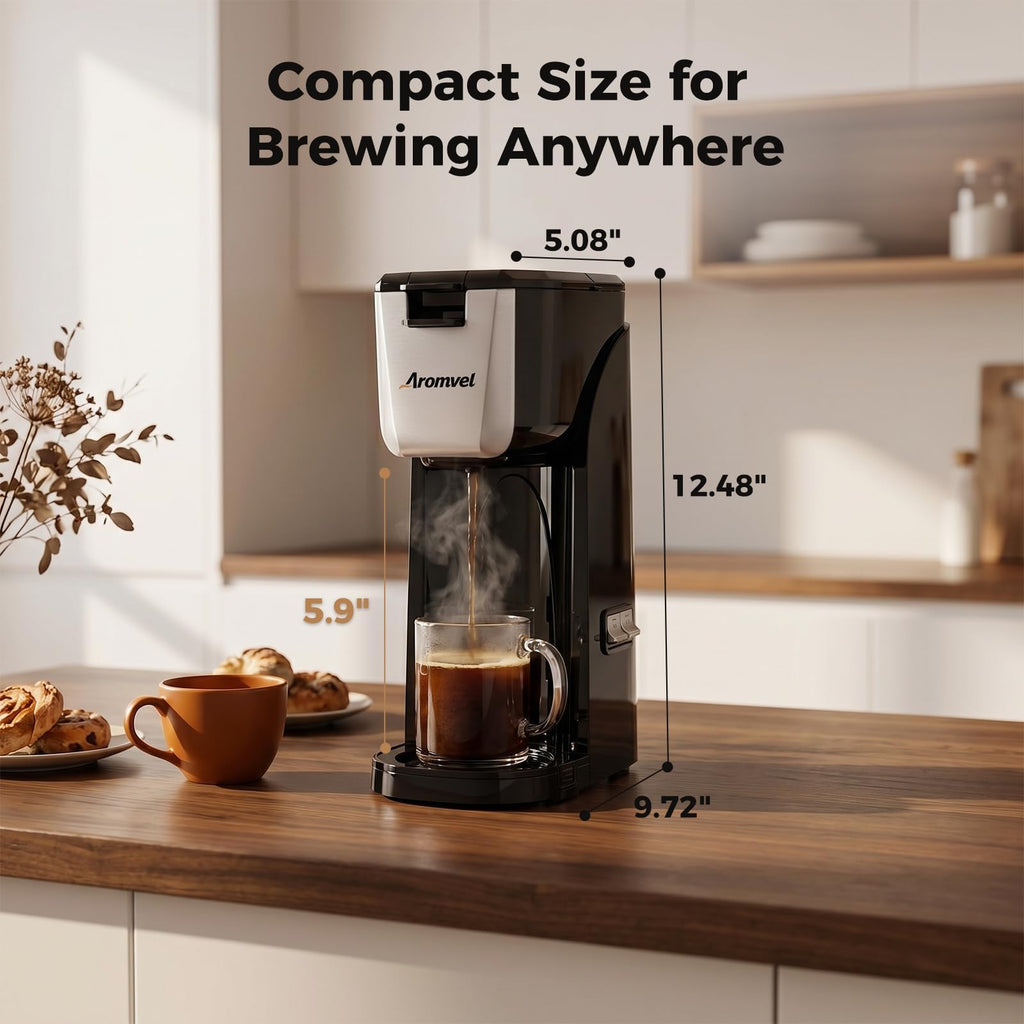 2-in-1 Single Serve Coffee Maker, K Cup & Ground, 6-14 oz, Silver F298016