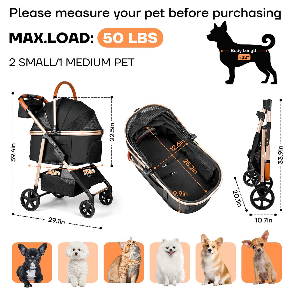 Black 3-in-1 Pet Stroller T47671