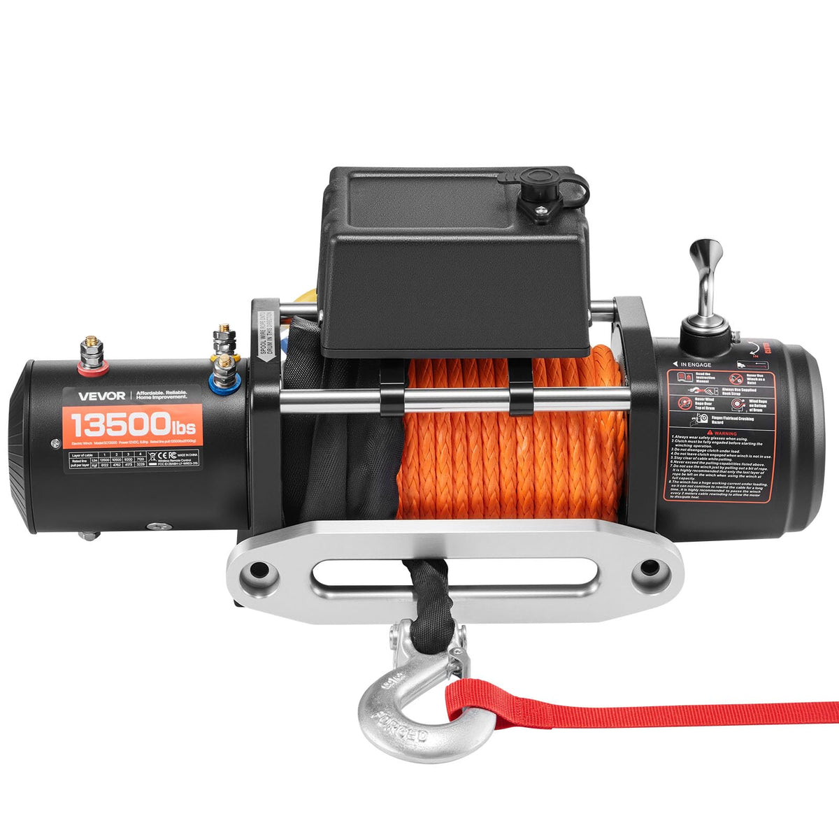 13,500 lb 12V DC Electric Truck Winch with Synthetic Rope Z118062
