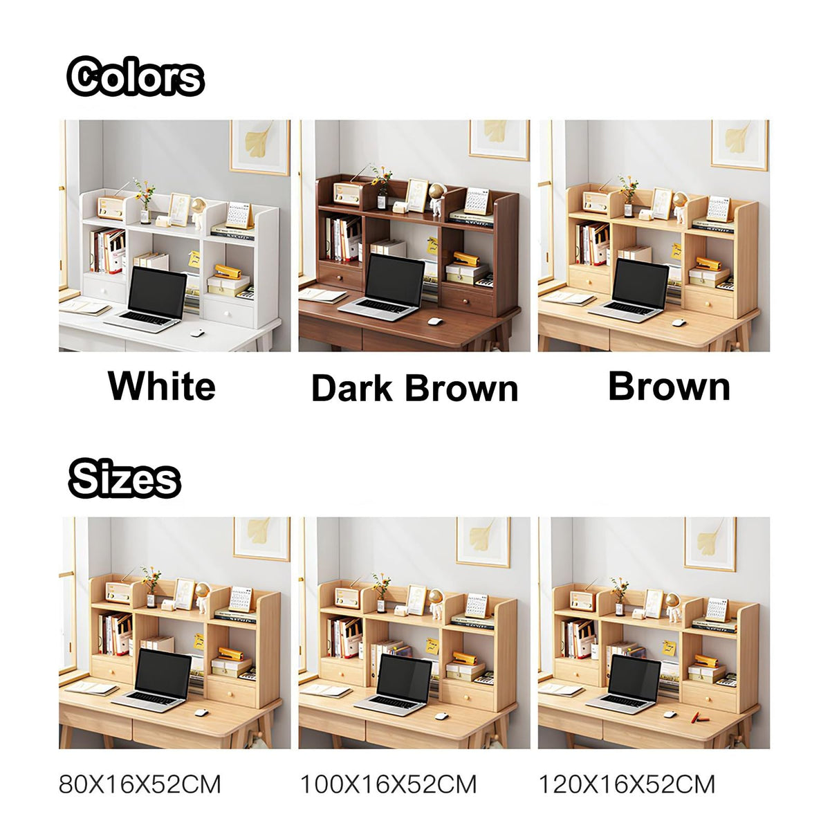White Desktop Bookshelf Wood Storage Rack G31110