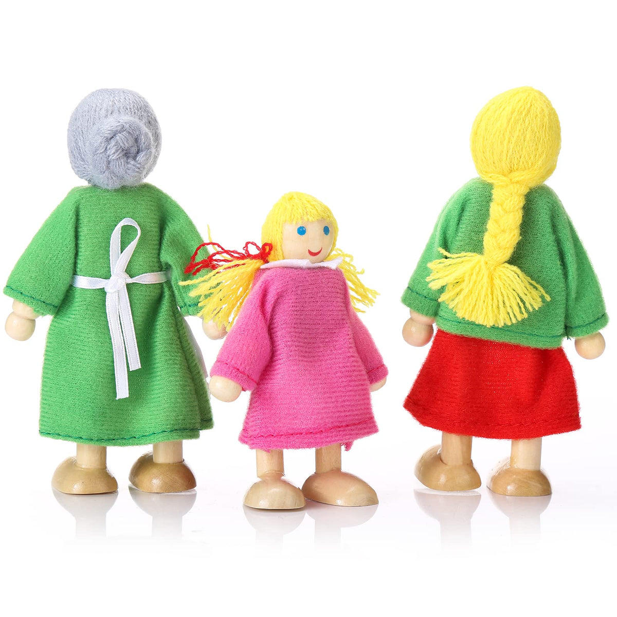 Wooden Dollhouse People Set of 7 Mini Dolls F441719