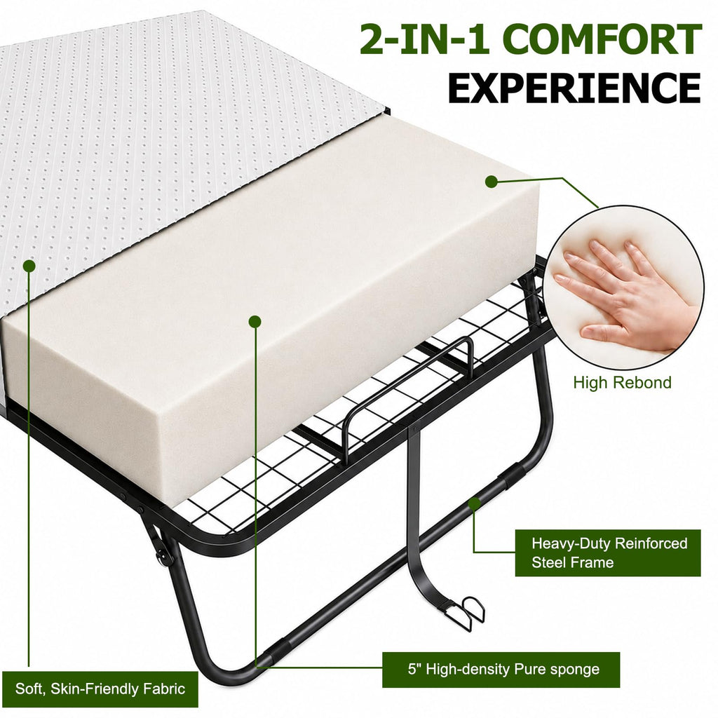 Folding Bed with Mattress Twin 75 x 38 in K83640
