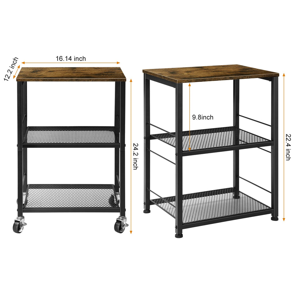 Small 3 Tier Wood Side Table with Metal Frame T703