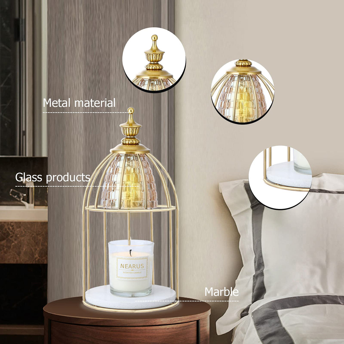 Candle Warmer Lamp with Marble Base and Timer C47179