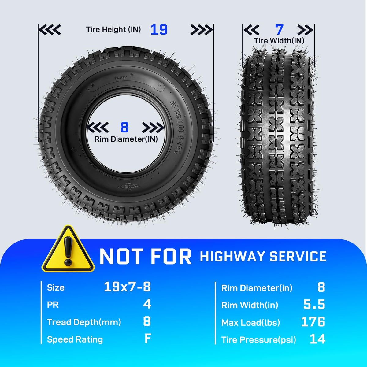 19x7-8 ATV UTV Tires Set of 2 O46110