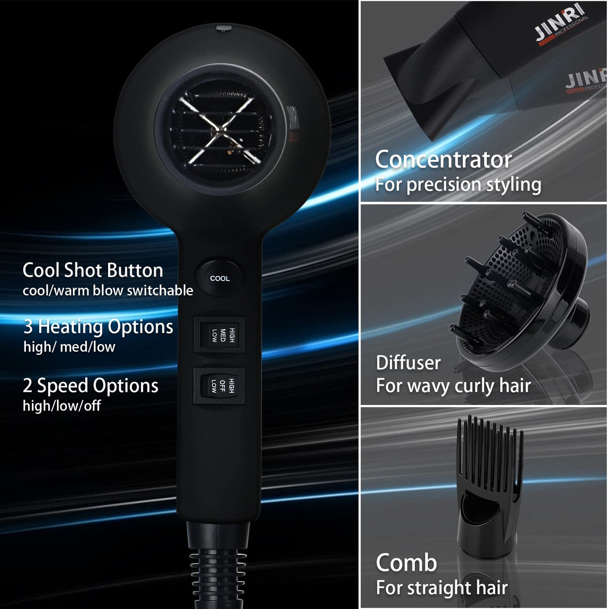 1875W Ionic Infrared Hair Dryer with Diffuser Y989003