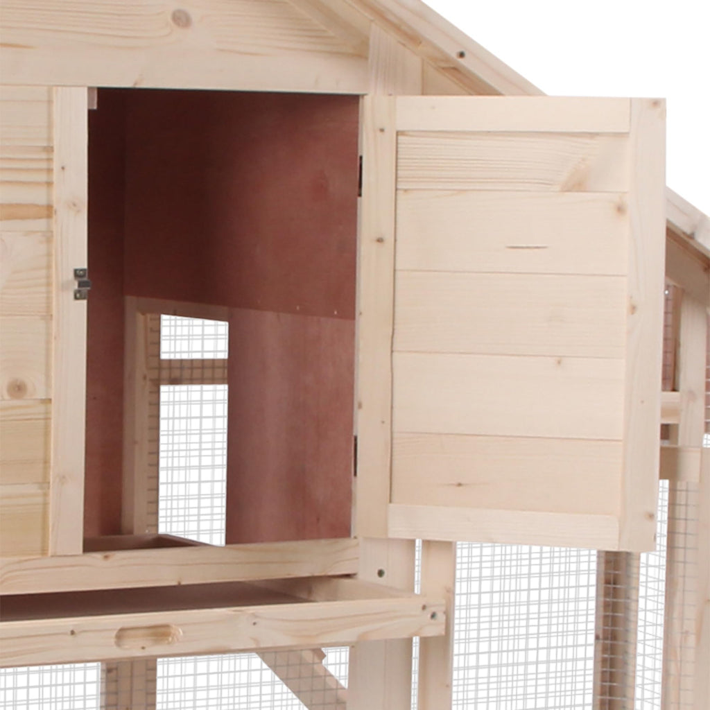 55" 2-Tier Wooden Rabbit Hutch with Ramp D18111