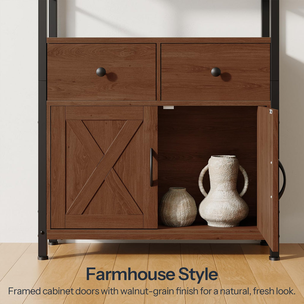 Wooden and Metal Bookshelf with Doors and Drawers X234