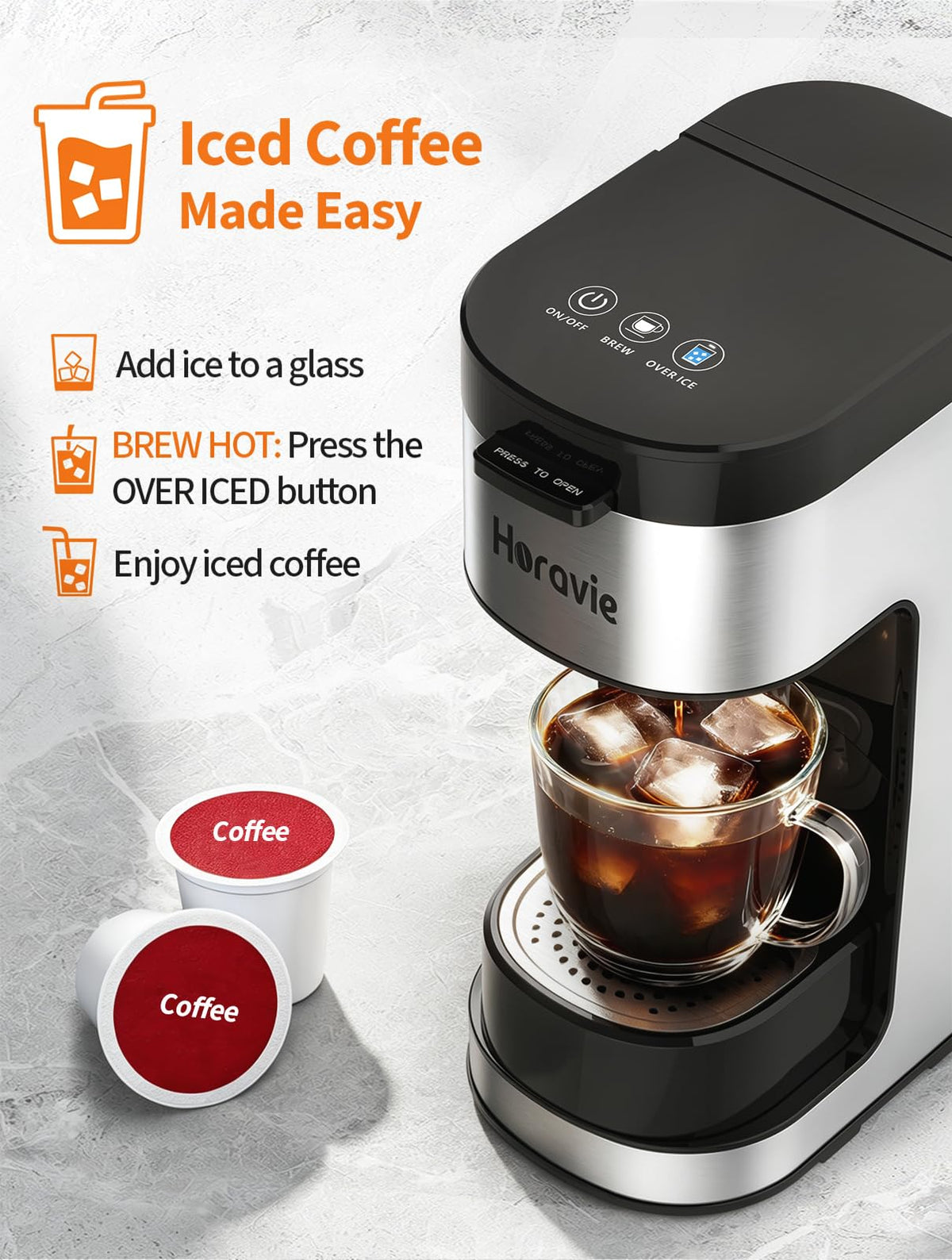 Single Serve Coffee Maker, 6 to 14 Oz, Black C65085