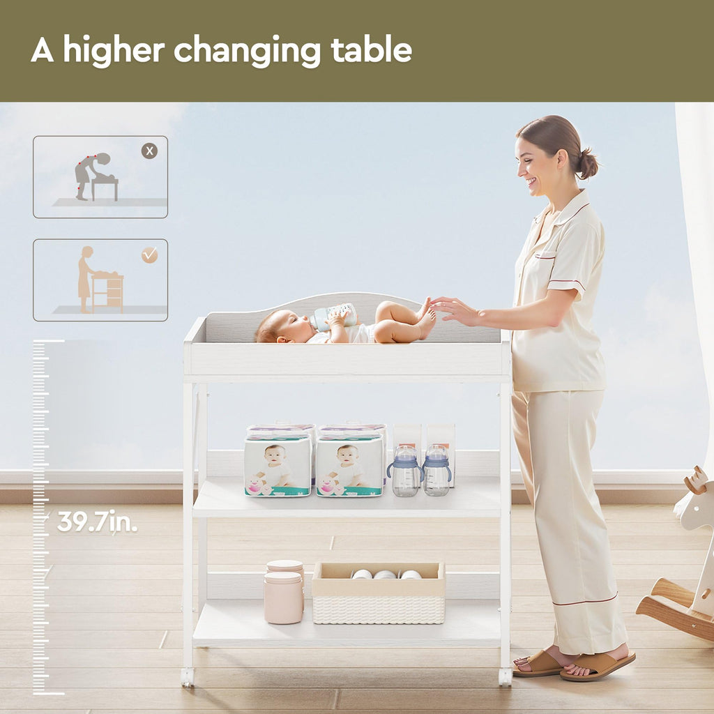 White Baby Changing Table with Pad W86169