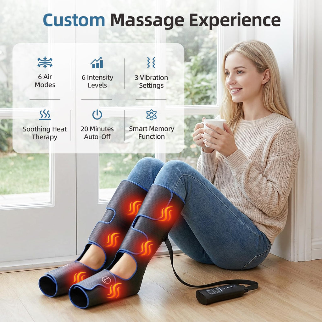 Air Compression Leg Massager with Heat T7006