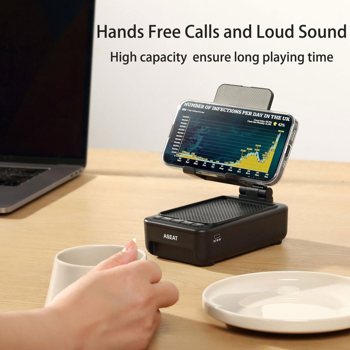 Cell Phone Stand with Bluetooth Speaker and LED Light T6470