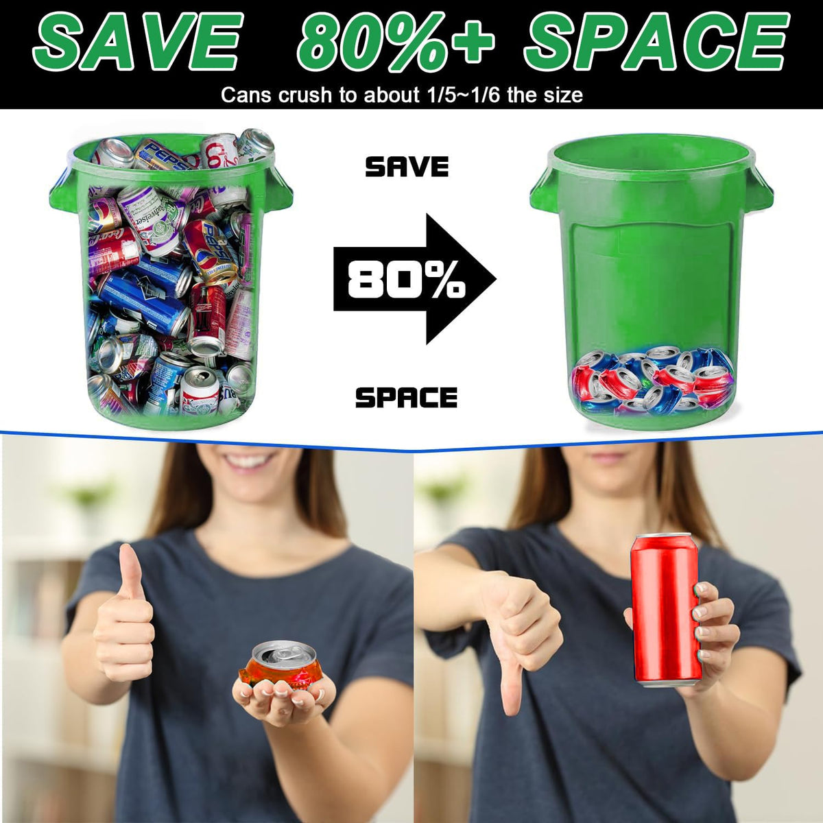 Electric Can Crusher, 8 Cans at a Time, Heavy Duty for 12oz & 16oz Cans A750995
