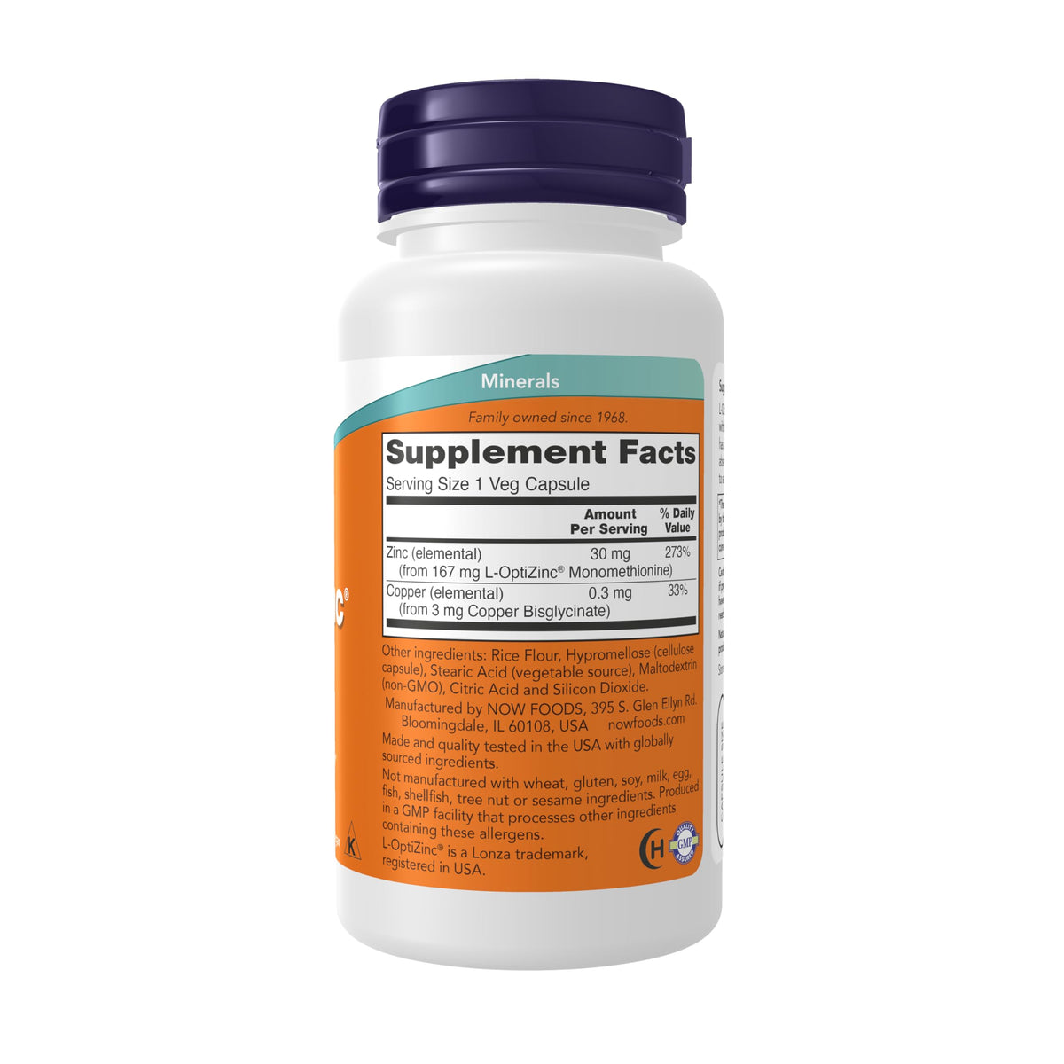 L-OptiZinc 30 mg with Copper 100 Veg Capsules A5374
