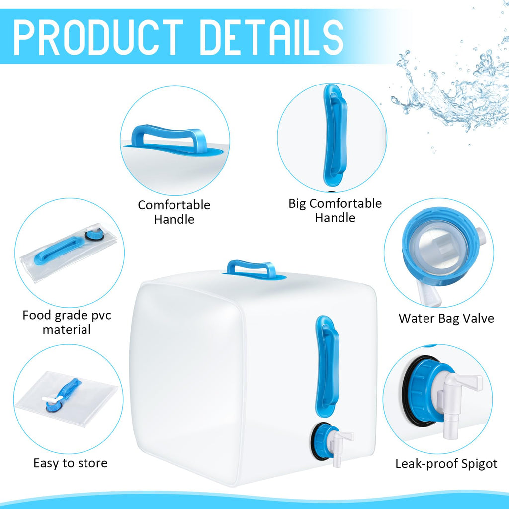 5 Pcs 5.3 Gallon Collapsible Water Container with Spigot I2176
