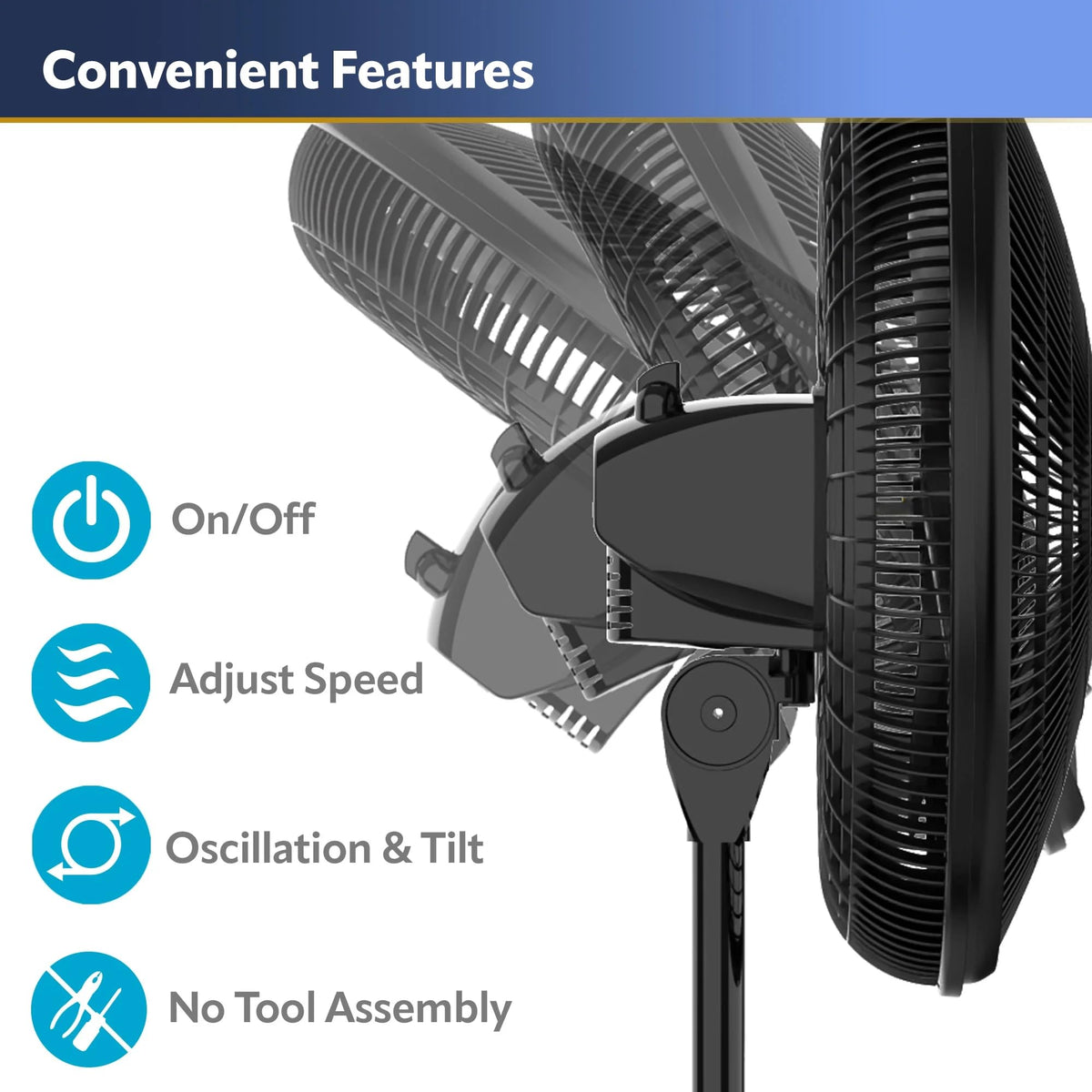 16" Oscillating Adjustable Pedestal Fan X1654