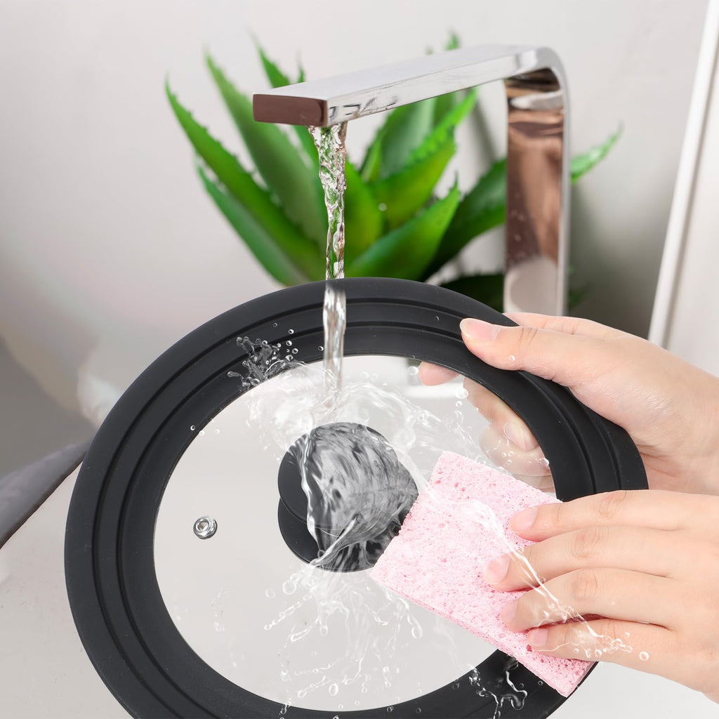 3 Pc Tempered Glass Pot Lids with Silicone Rim W354293
