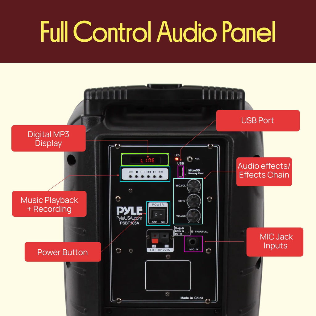 1000W Portable Bluetooth PA Speaker with 10'' Subwoofer and Wireless Mic R111950