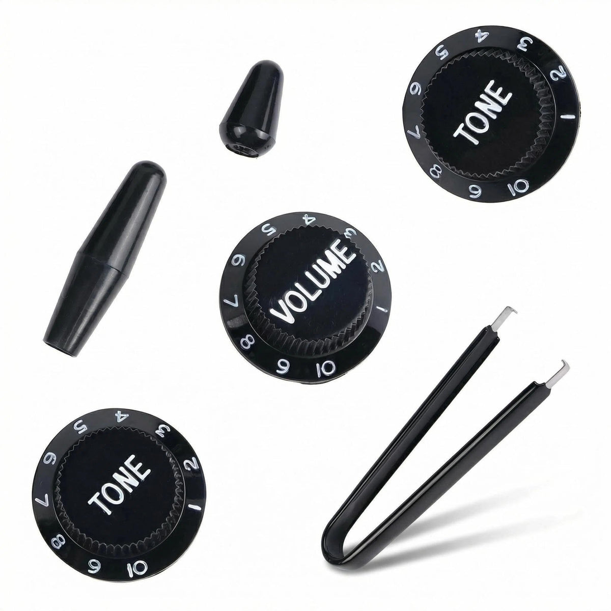 Black 1 Volume 2 Tone Guitar Control Knobs Set I3775