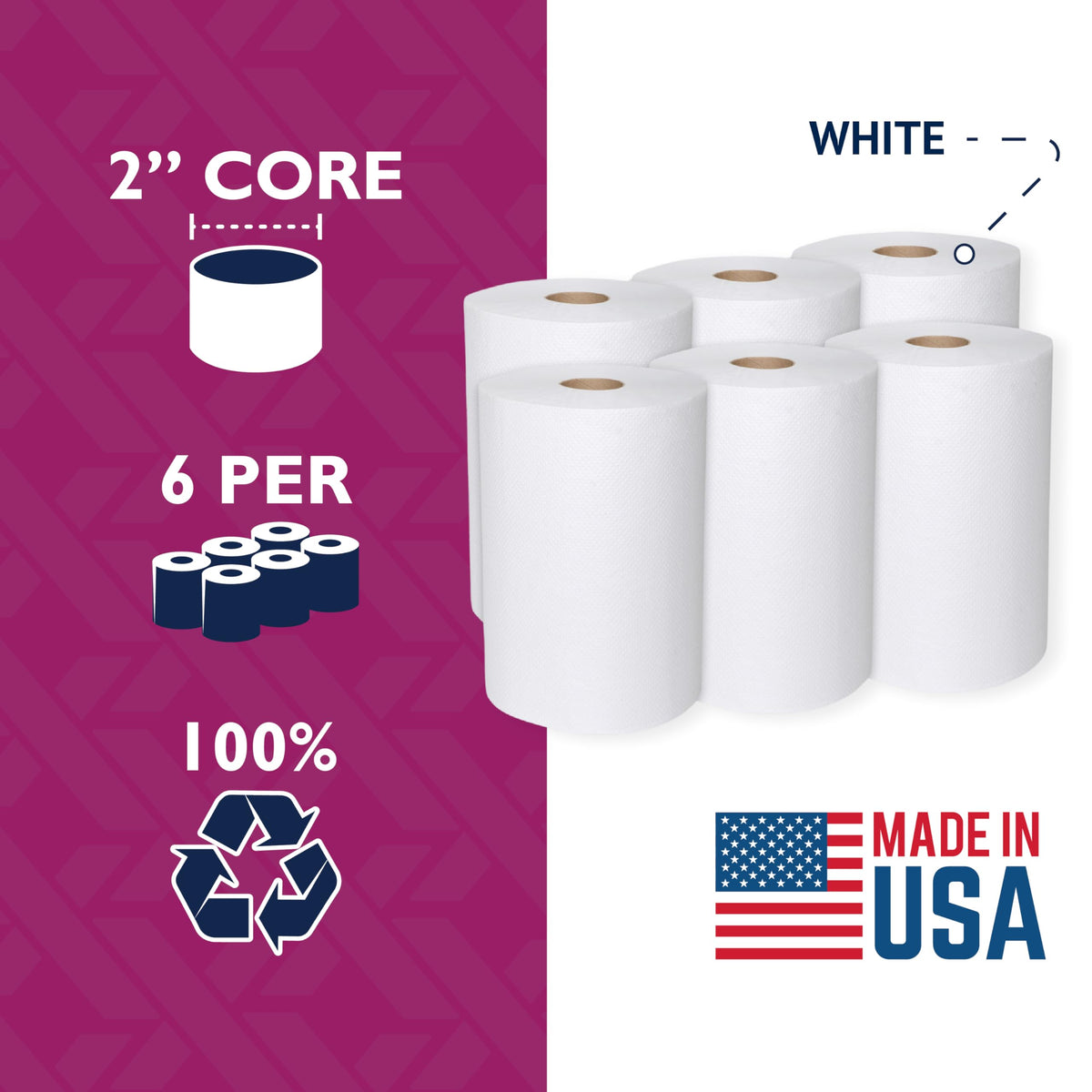 White 10" Roll Towel M796