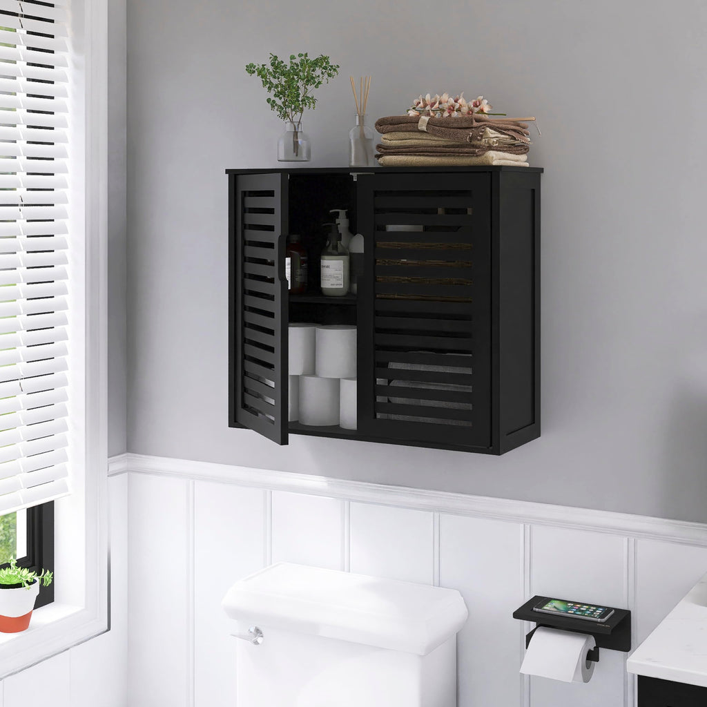Black Bathroom Storage Cabinet with Adjustable Shelf O6530