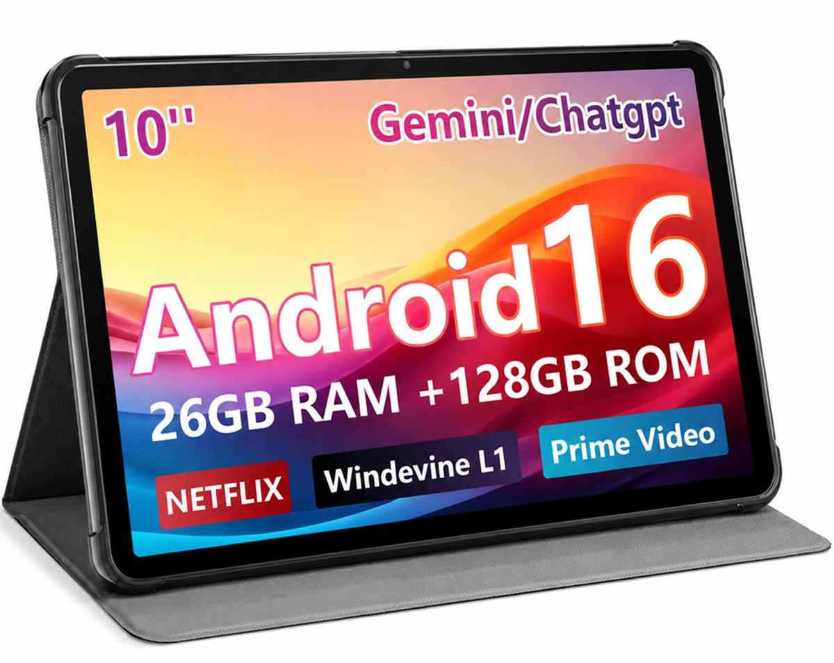 Android Tablet 10 inch, 26GB RAM 128GB ROM 7000 mAh Black W3978