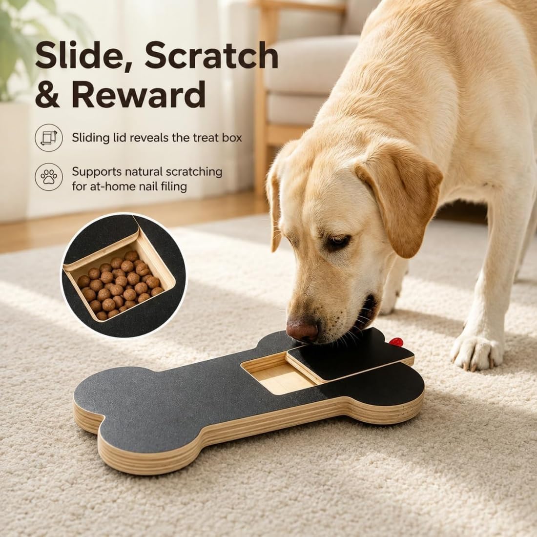 Wooden Dog Nail Scratch Board with Treat Dispenser Z289