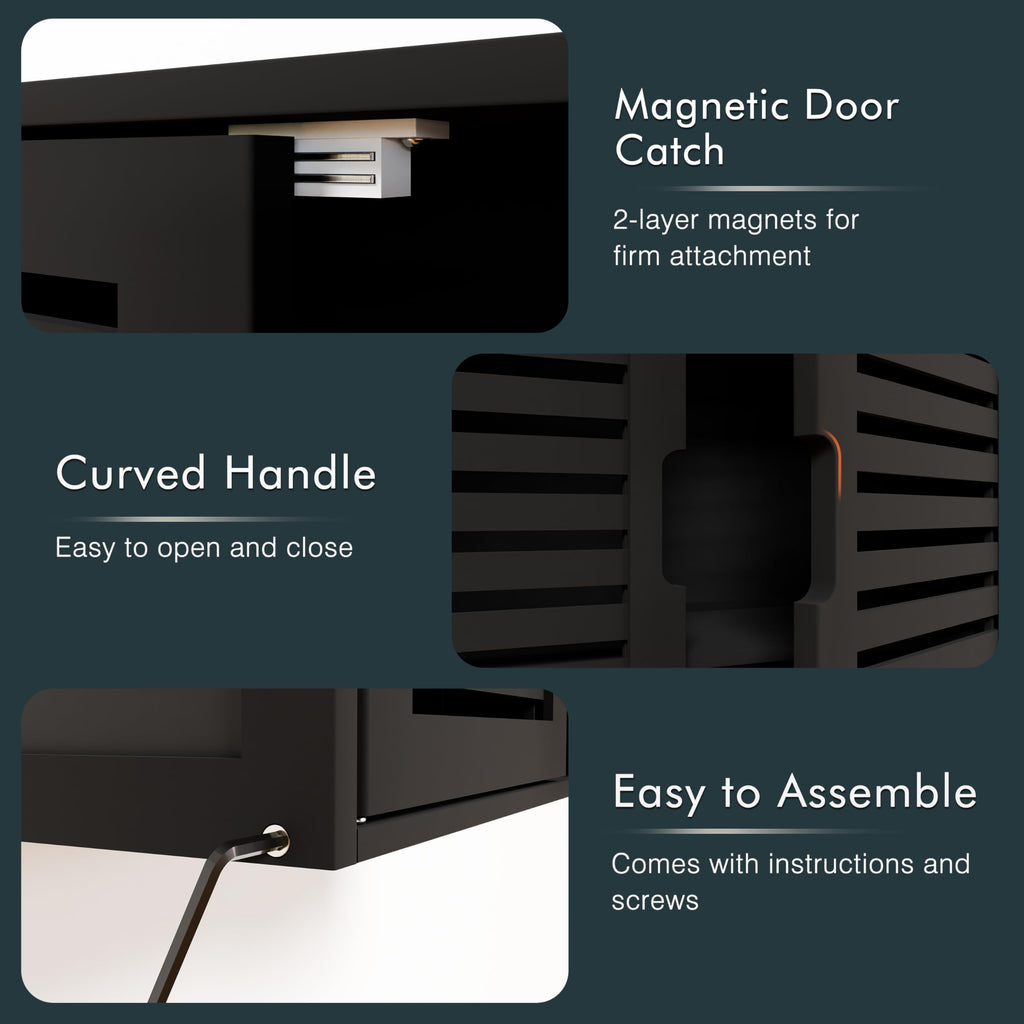 Black Bathroom Storage Cabinet with Adjustable Shelf O6530