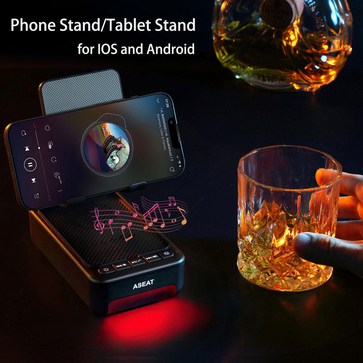 Cell Phone Stand with Bluetooth Speaker and LED Light T6470