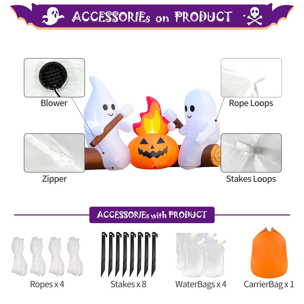 6FT Inflatable Halloween Decorations with Built-in LEDs V517