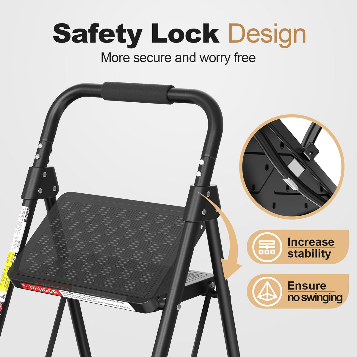 4 Step Ladder with Anti-Slip Pedal and Cushioned Handle W7139