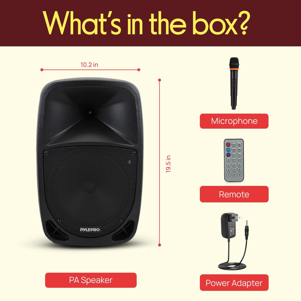 1000W Portable Bluetooth PA Speaker with 10'' Subwoofer and Wireless Mic R111950
