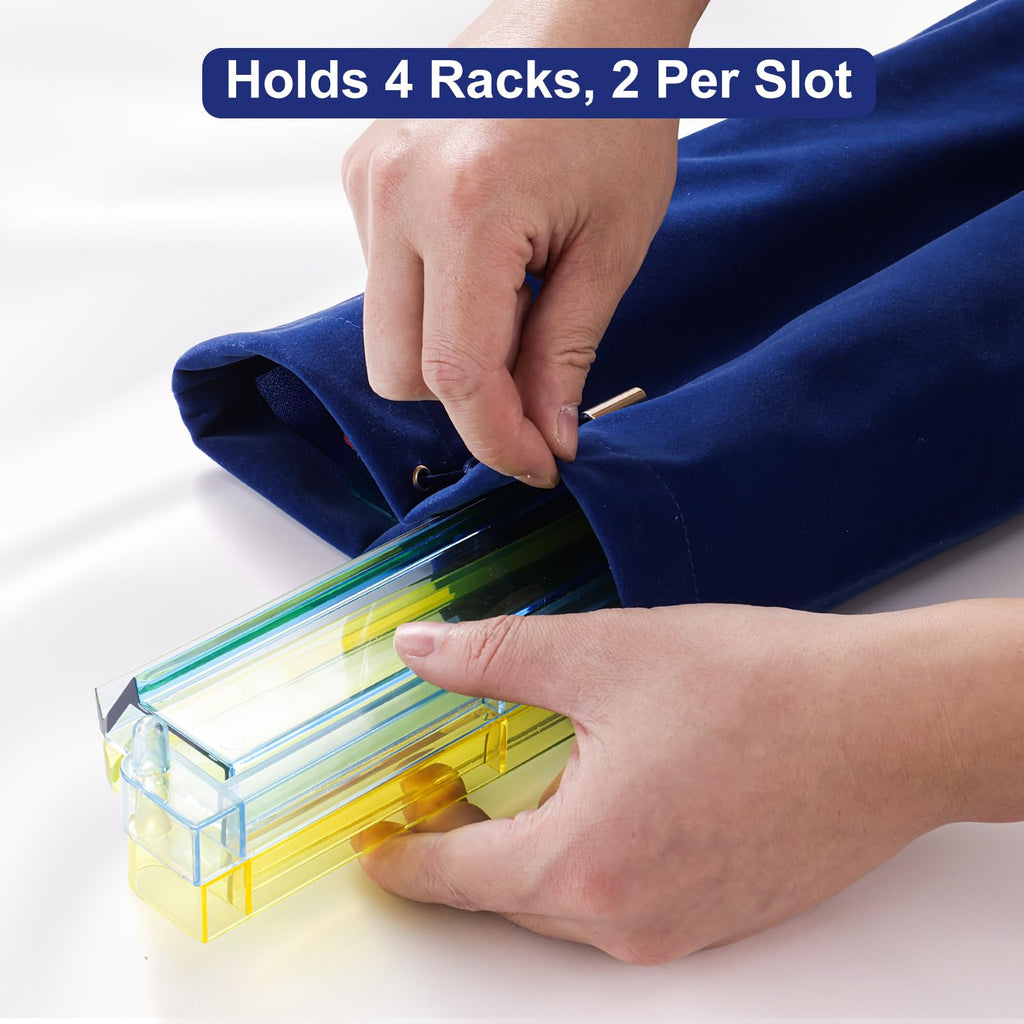 Blue Velvet Drawstring Storage Bag with 2 Compartments W471
