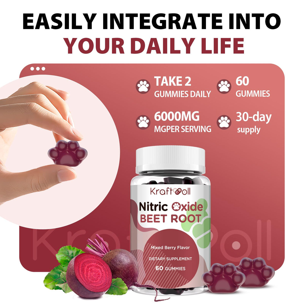 Sugar-Free Beet Root Gummies Mixed Berry 60 Gummies R455