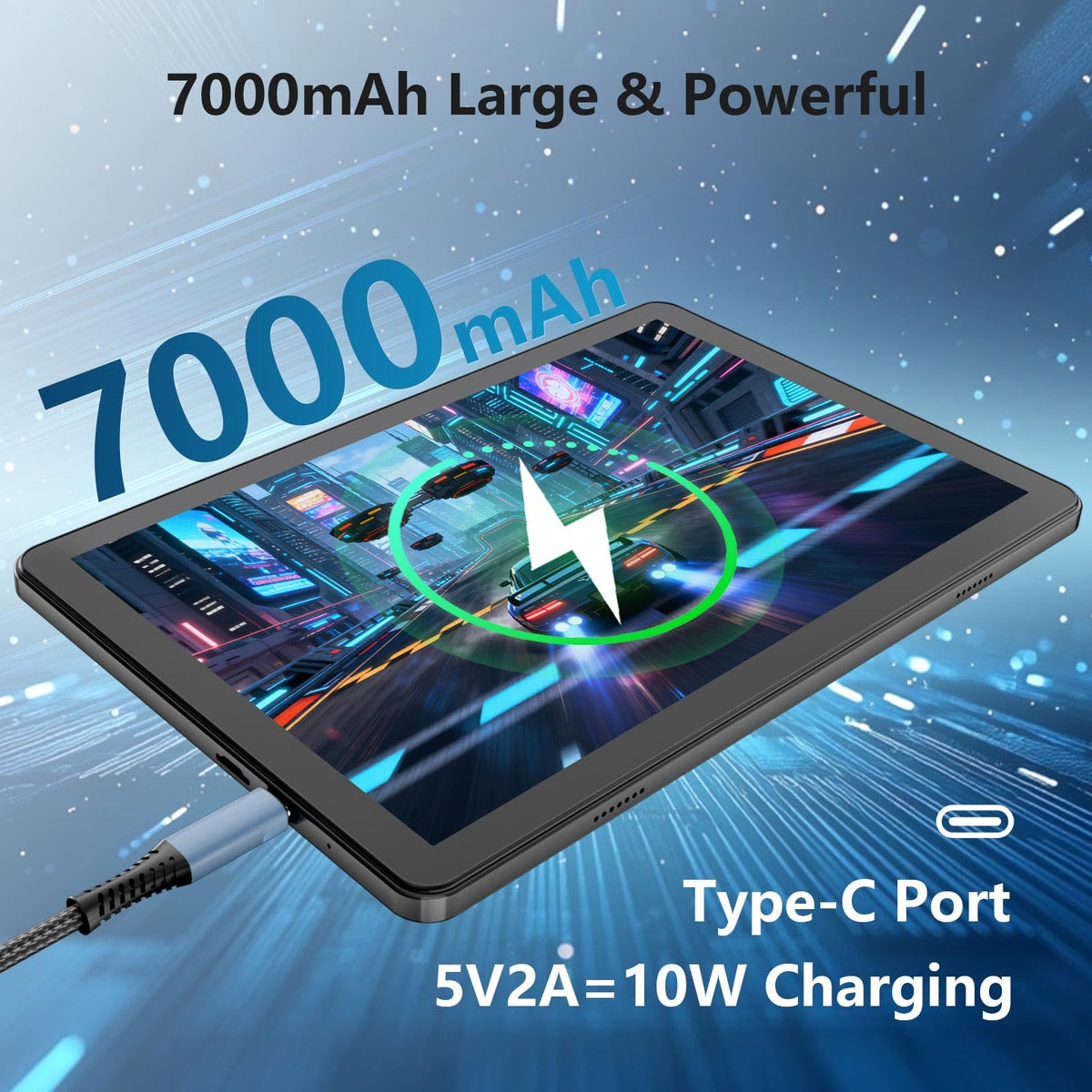 Android Tablet 10 inch, 26GB RAM 128GB ROM 7000 mAh Black W3978