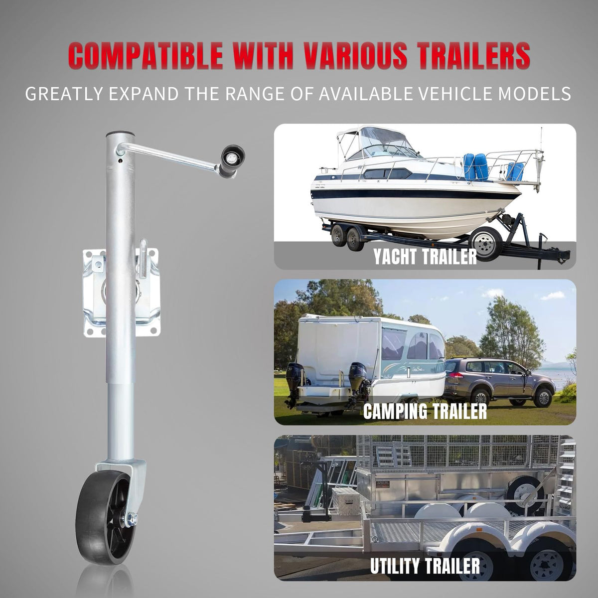1000 lbs Swivel Boat Trailer Jack with Wheel V645
