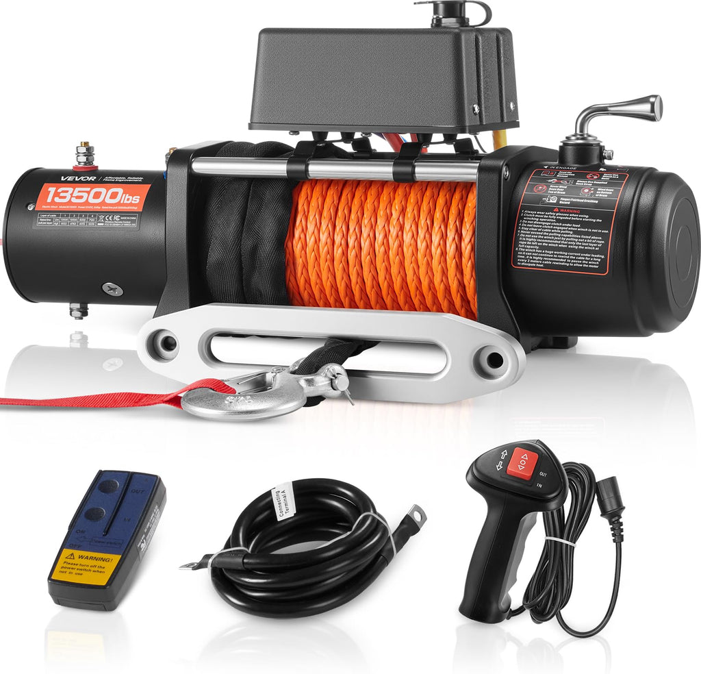13,500 lb 12V DC Electric Truck Winch with Synthetic Rope Z118062