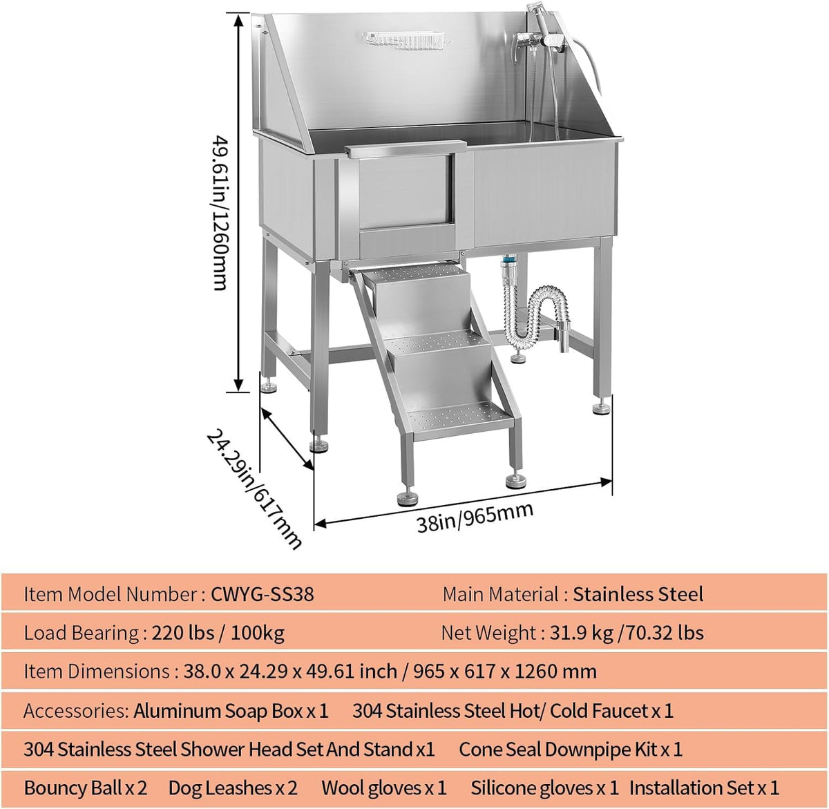 Stainless Steel Dog Grooming Station E656170