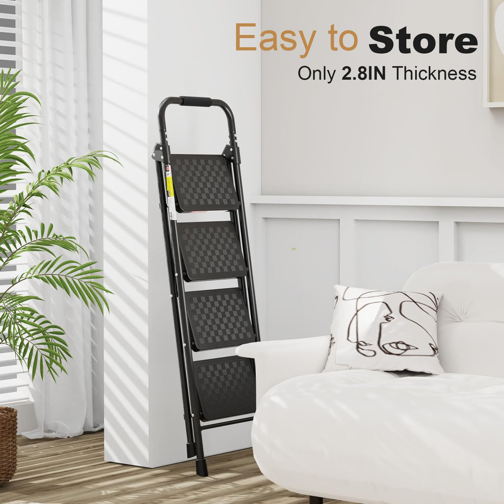 4 Step Ladder with Anti-Slip Pedal and Cushioned Handle W7139