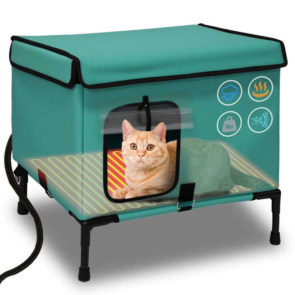 21" Heated Cat House with Heating Pet Pad H3813