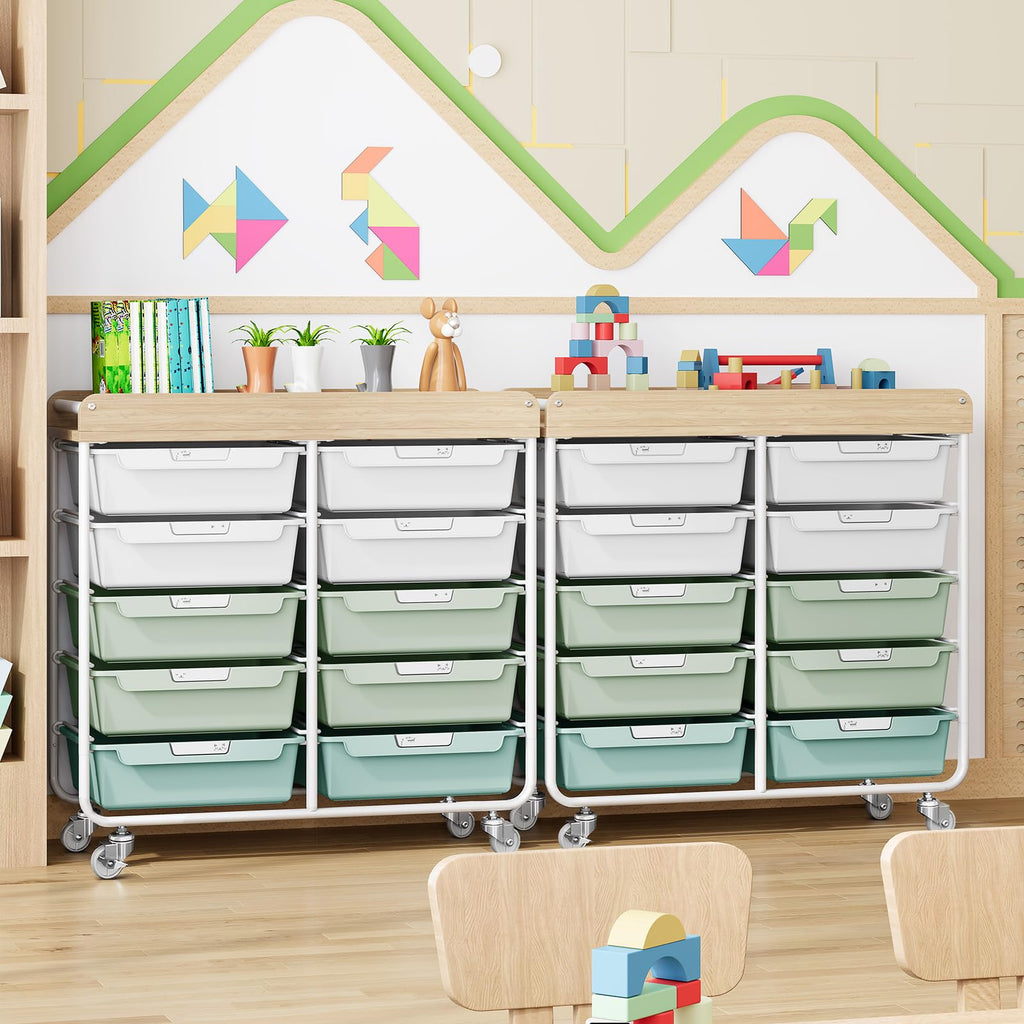 10 Drawer Rolling Cart Green E2883