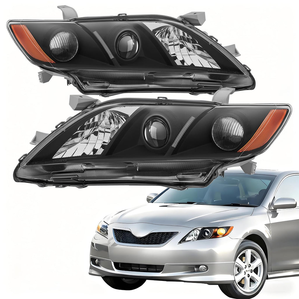 2PCS Black Housing Clear Lens Headlight Assembly Set A826