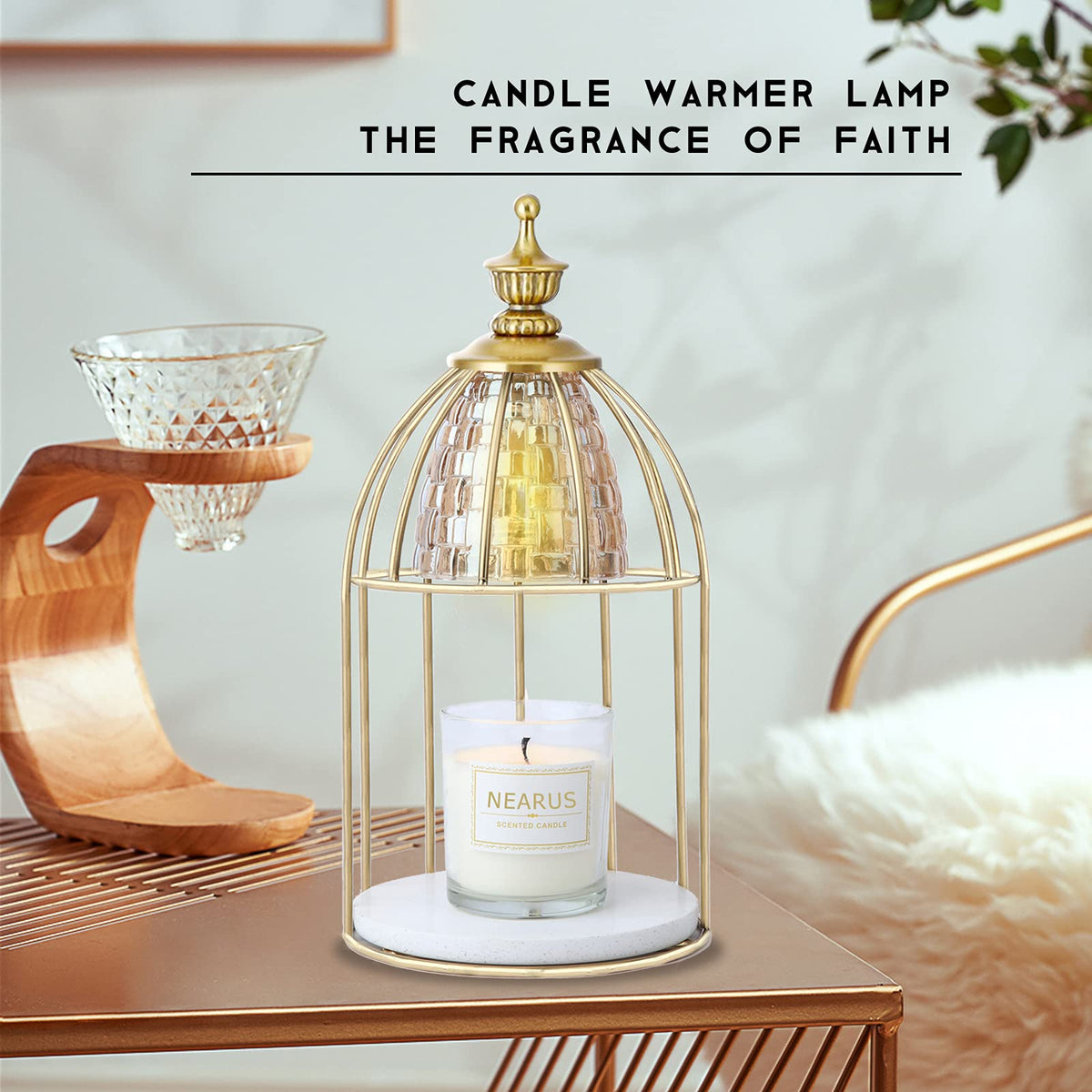 Candle Warmer Lamp with Marble Base and Timer C47179