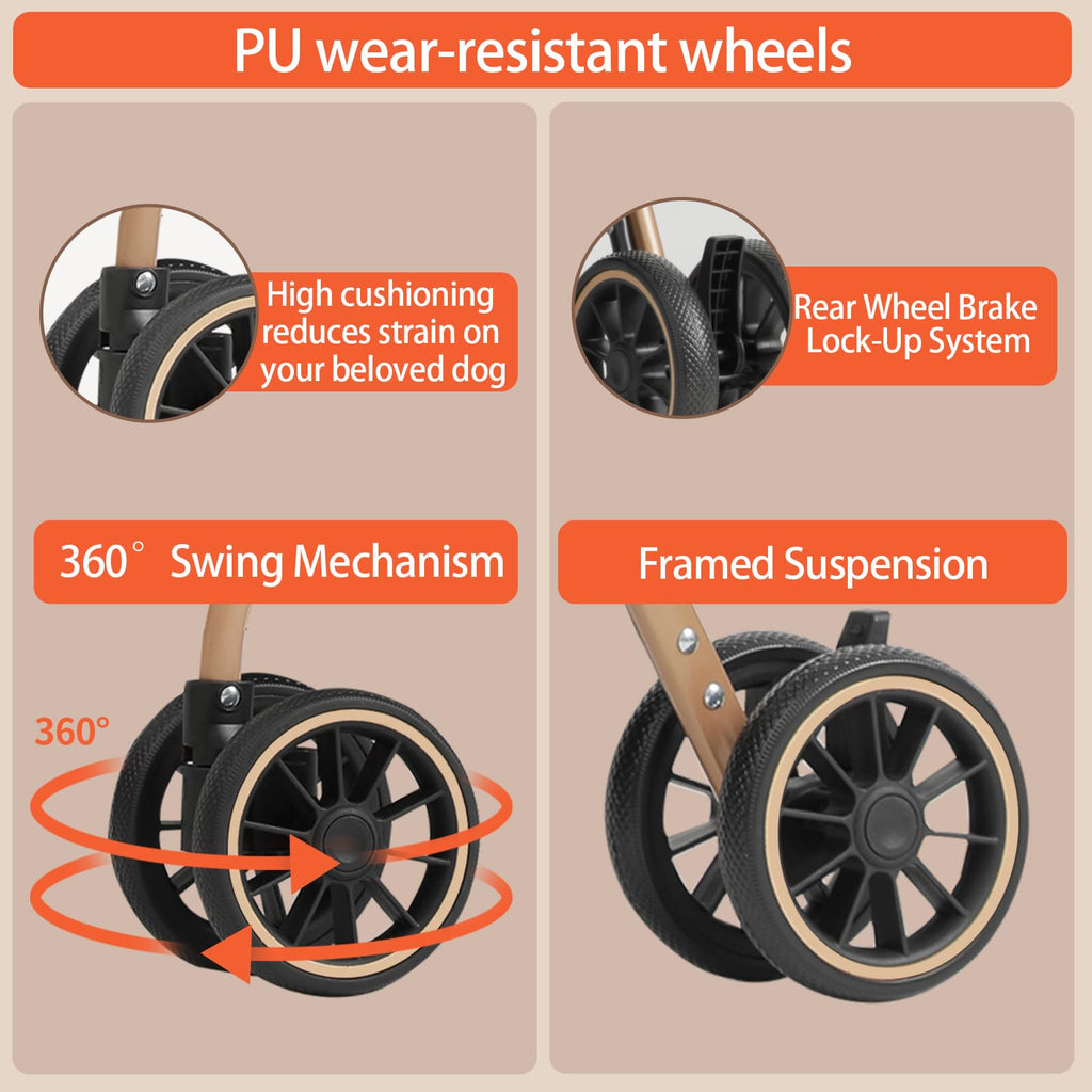 Pet Stroller with 4 Pu Wheels Foldable D68705